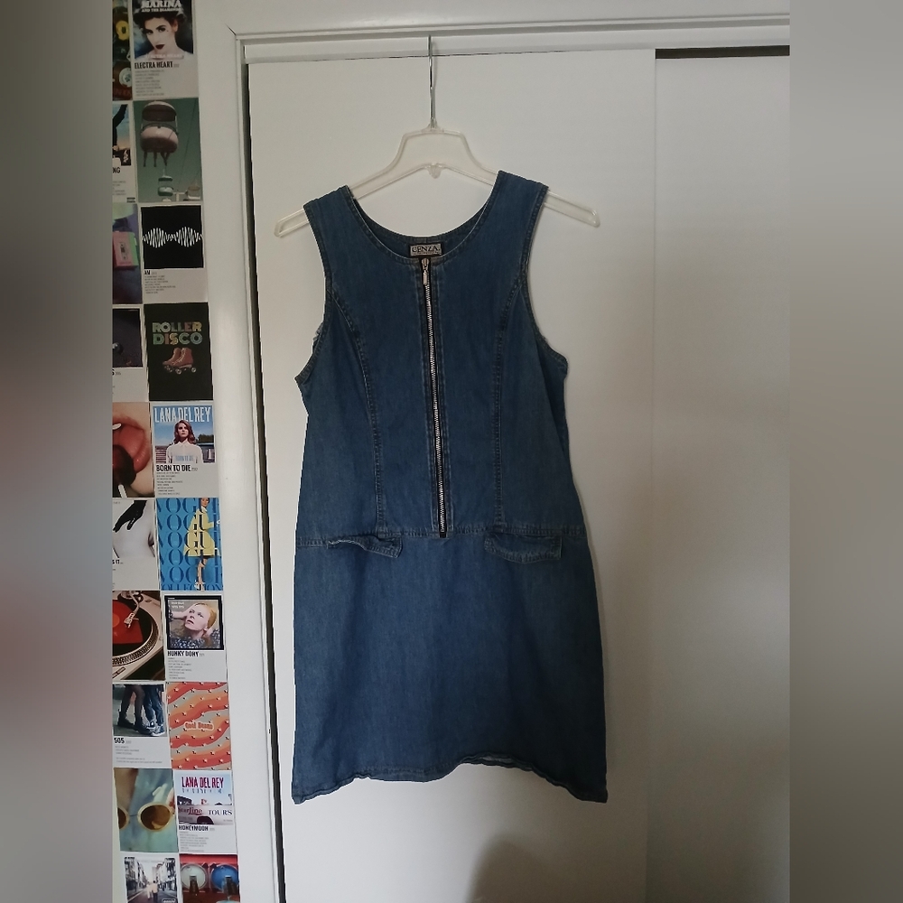 90s Zipper Front Denim Dress